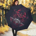 Geometric Samurai Mask Print Foldable Umbrella