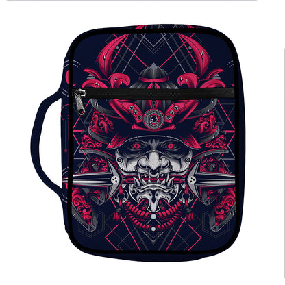 Geometric Samurai Mask Print Front Pocket Bible Bag
