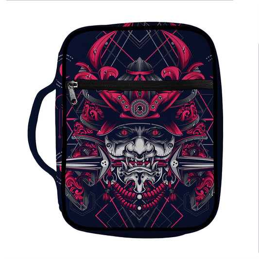 Geometric Samurai Mask Print Front Pocket Bible Bag