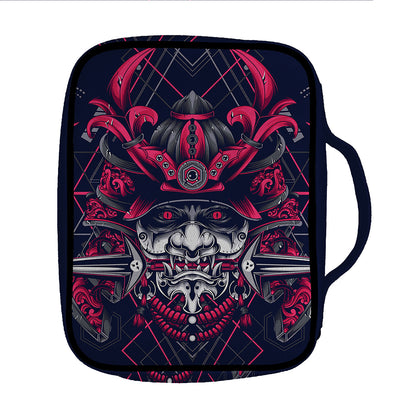 Geometric Samurai Mask Print Front Pocket Bible Bag