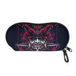Geometric Samurai Mask Print Glasses Case
