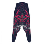 Geometric Samurai Mask Print Hammer Pants