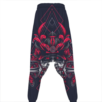Geometric Samurai Mask Print Hammer Pants