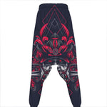 Geometric Samurai Mask Print Hammer Pants