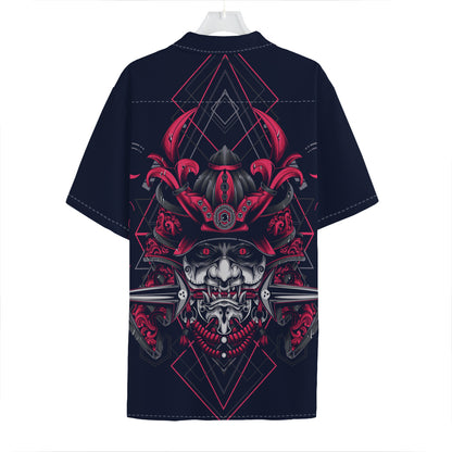Geometric Samurai Mask Print Hawaiian Shirt