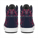 Geometric Samurai Mask Print High Top Leather Sneakers