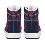 Geometric Samurai Mask Print High Top Leather Sneakers