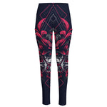 Geometric Samurai Mask Print High-Waisted Pocket Leggings