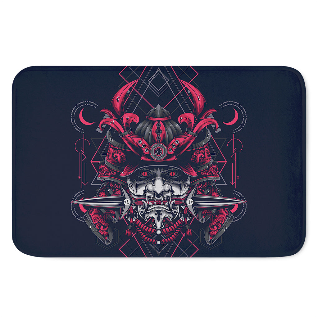 Geometric Samurai Mask Print Indoor Door Mat