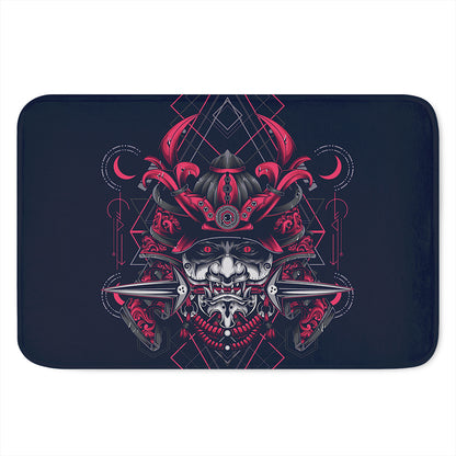 Geometric Samurai Mask Print Indoor Door Mat