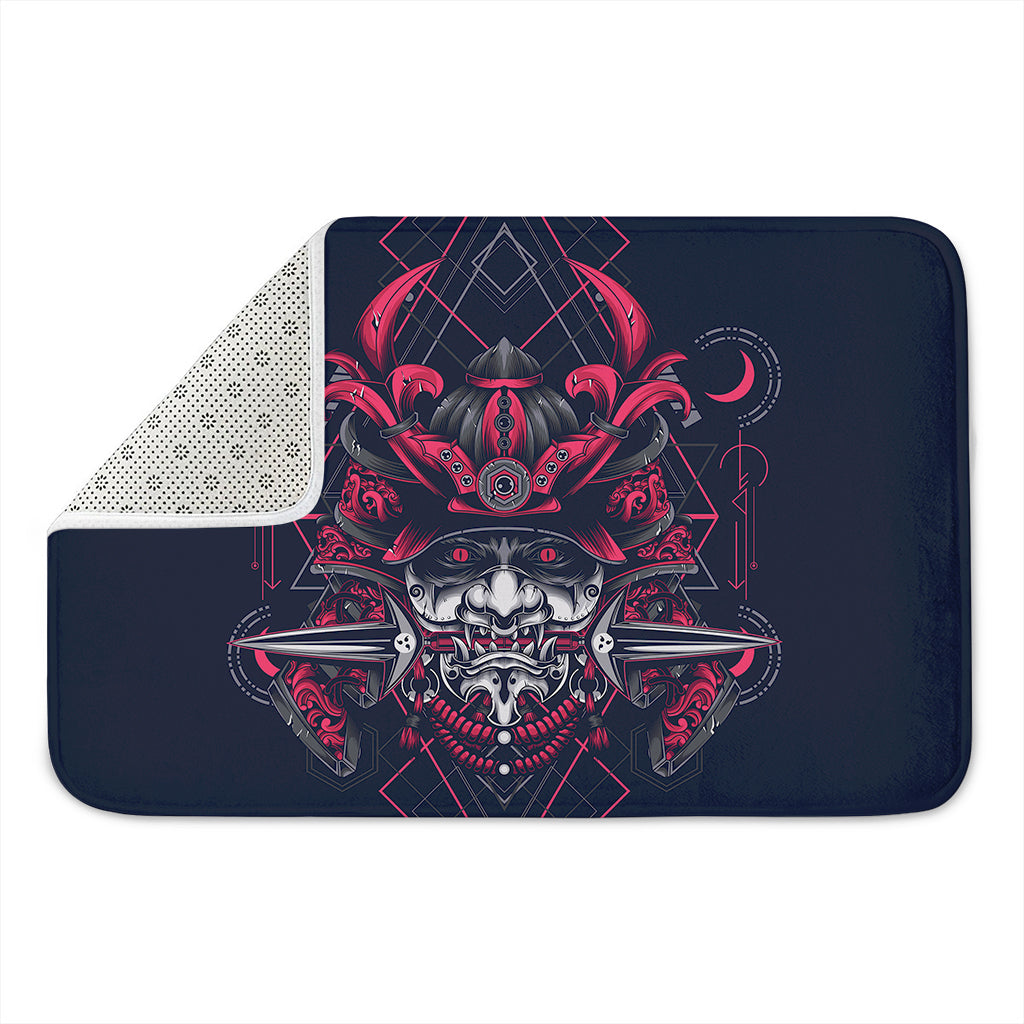 Geometric Samurai Mask Print Indoor Door Mat