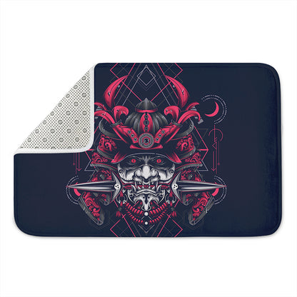 Geometric Samurai Mask Print Indoor Door Mat