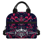 Geometric Samurai Mask Print Insulated Lunch Bag