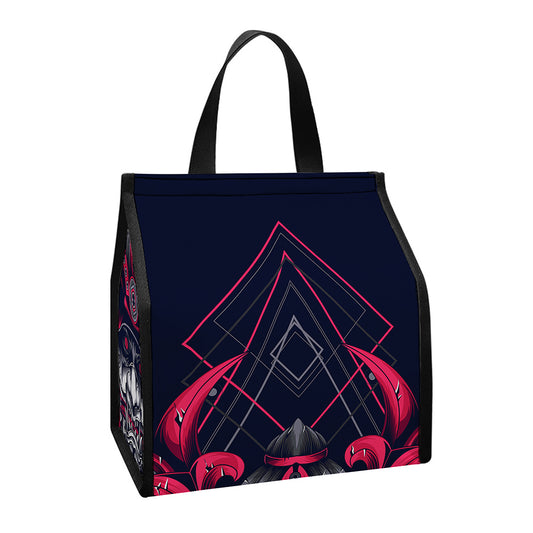 Geometric Samurai Mask Print Insulated Lunch Tote