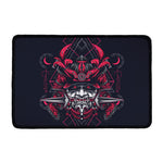 Geometric Samurai Mask Print Kitchen Mat