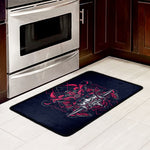 Geometric Samurai Mask Print Kitchen Mat