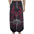 Geometric Samurai Mask Print Lantern Pants