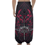Geometric Samurai Mask Print Lantern Pants