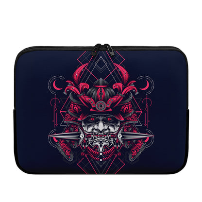 Geometric Samurai Mask Print Laptop Sleeve