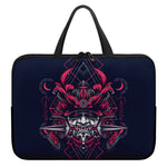 Geometric Samurai Mask Print Laptop Sleeve With Handle