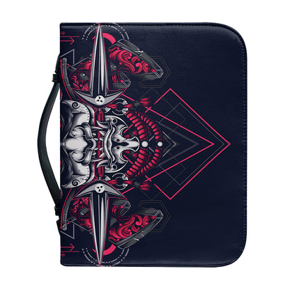 Geometric Samurai Mask Print Leather Bible Cover