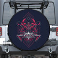 Geometric Samurai Mask Print Leather Spare Tire Cover