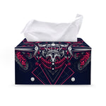 Geometric Samurai Mask Print Leather Tissue Box Cover
