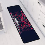 Geometric Samurai Mask Print Long Kitchen Mat