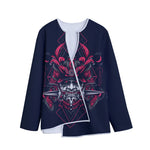 Geometric Samurai Mask Print Long Sleeve Short Coat
