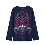 Geometric Samurai Mask Print Long Sleeve Short Coat