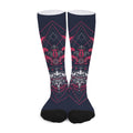 Geometric Samurai Mask Print Long Socks