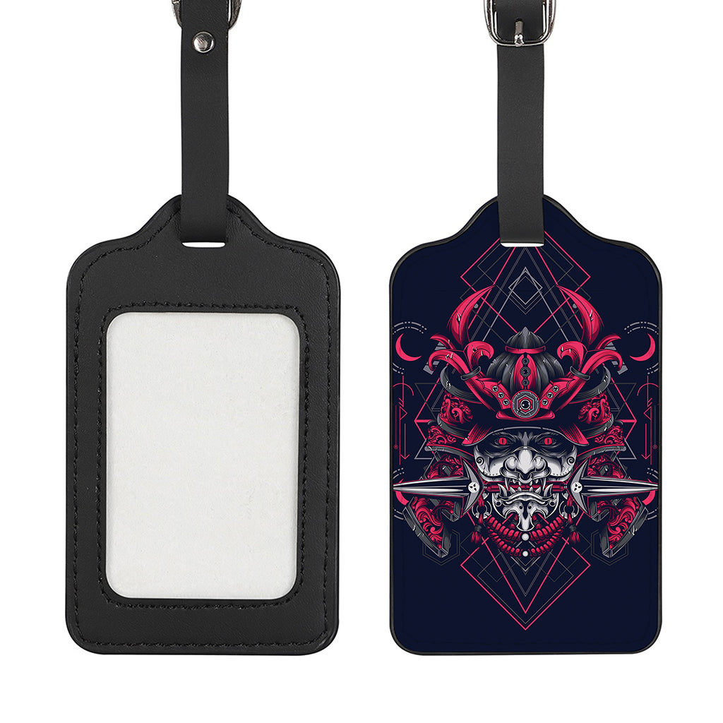 Geometric Samurai Mask Print Luggage Tag