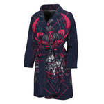 Geometric Samurai Mask Print Men's Bathrobe