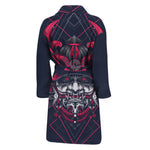 Geometric Samurai Mask Print Men's Bathrobe