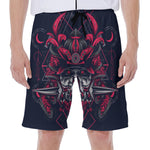 Geometric Samurai Mask Print Men's Beach Shorts