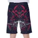 Geometric Samurai Mask Print Men's Beach Shorts