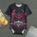 Geometric Samurai Mask Print Men's Bodysuit