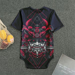 Geometric Samurai Mask Print Men's Bodysuit