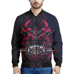 Geometric Samurai Mask Print Men's Bomber Jacket