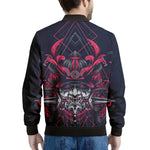 Geometric Samurai Mask Print Men's Bomber Jacket