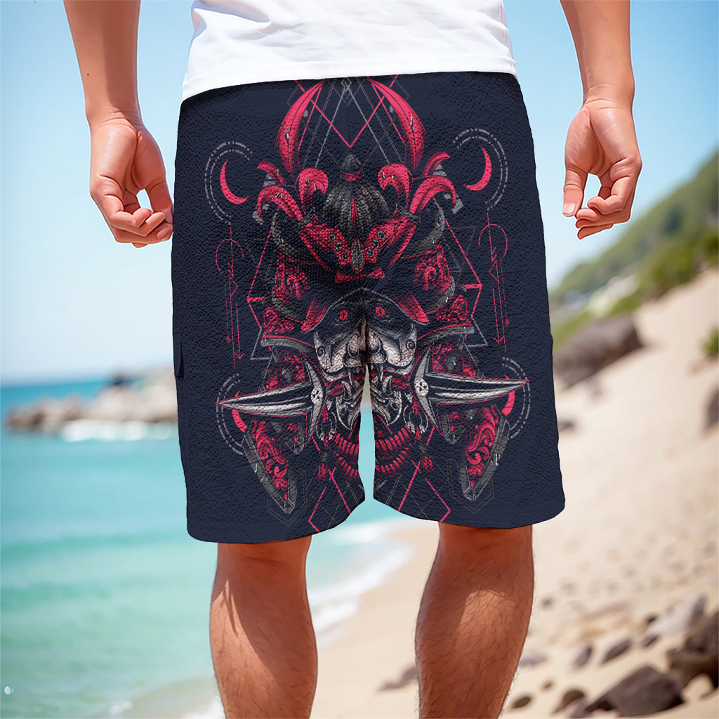 Geometric Samurai Mask Print Men's Cargo Shorts
