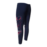 Geometric Samurai Mask Print Men's Compression Pants