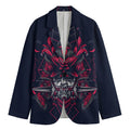 Geometric Samurai Mask Print Men's Cotton Blazer