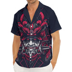 Geometric Samurai Mask Print Men's Deep V-Neck Shirt