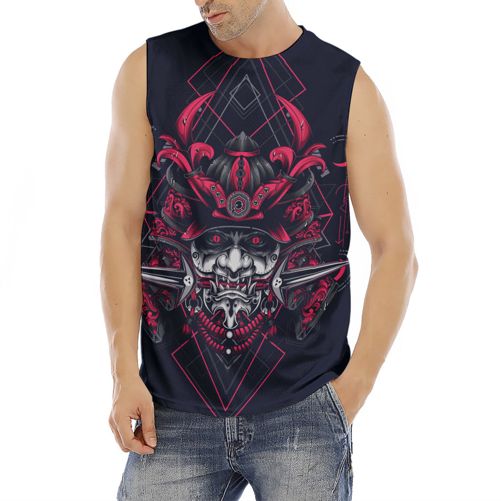 Geometric Samurai Mask Print Men's Fitness Tank Top