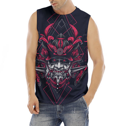 Geometric Samurai Mask Print Men's Fitness Tank Top