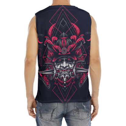 Geometric Samurai Mask Print Men's Fitness Tank Top