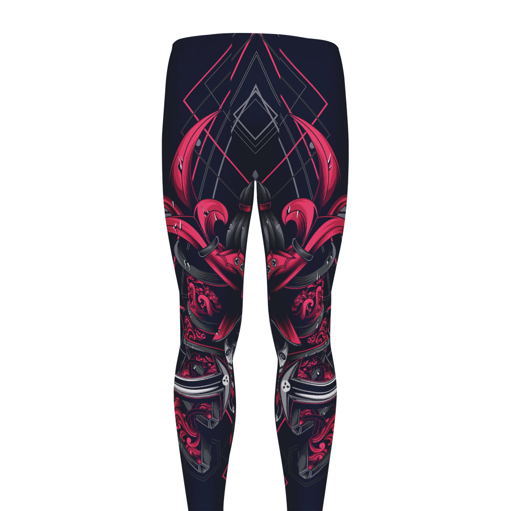 Geometric Samurai Mask Print Men's leggings