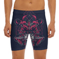 Geometric Samurai Mask Print Men's Long Boxer Briefs