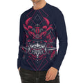 Geometric Samurai Mask Print Men's Long Sleeve Rash Guard